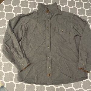 Men's Legendary Whitetails 100% Cotton Button Down Grey Flannel Long Sleeve Sz L